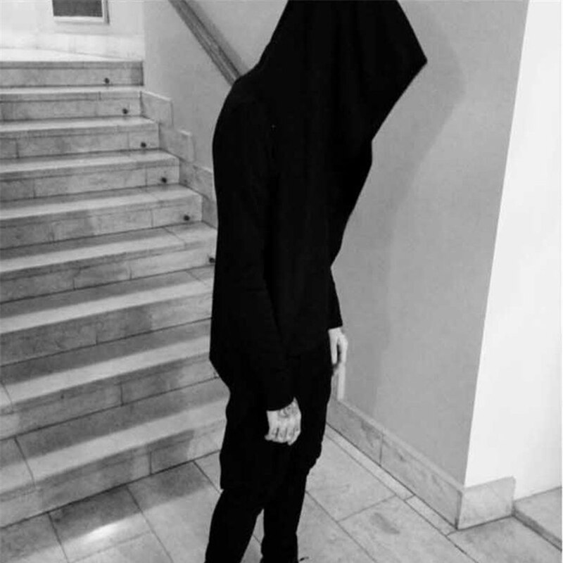 LOVZON hombres sudaderas con capucha con vestido negro Hip Hop manto sudaderas con capucha chaqueta de largo manto de mangas Hombre Abrigos y prendas de vestir