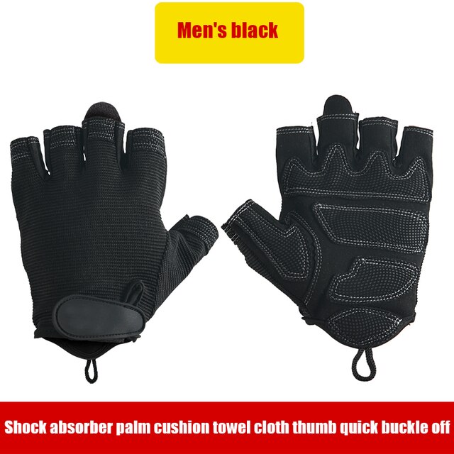 1 Pair Fitness Gym Camouflage Gloves Women Man Weightlifting Outdoor Palm Protection: Black / L