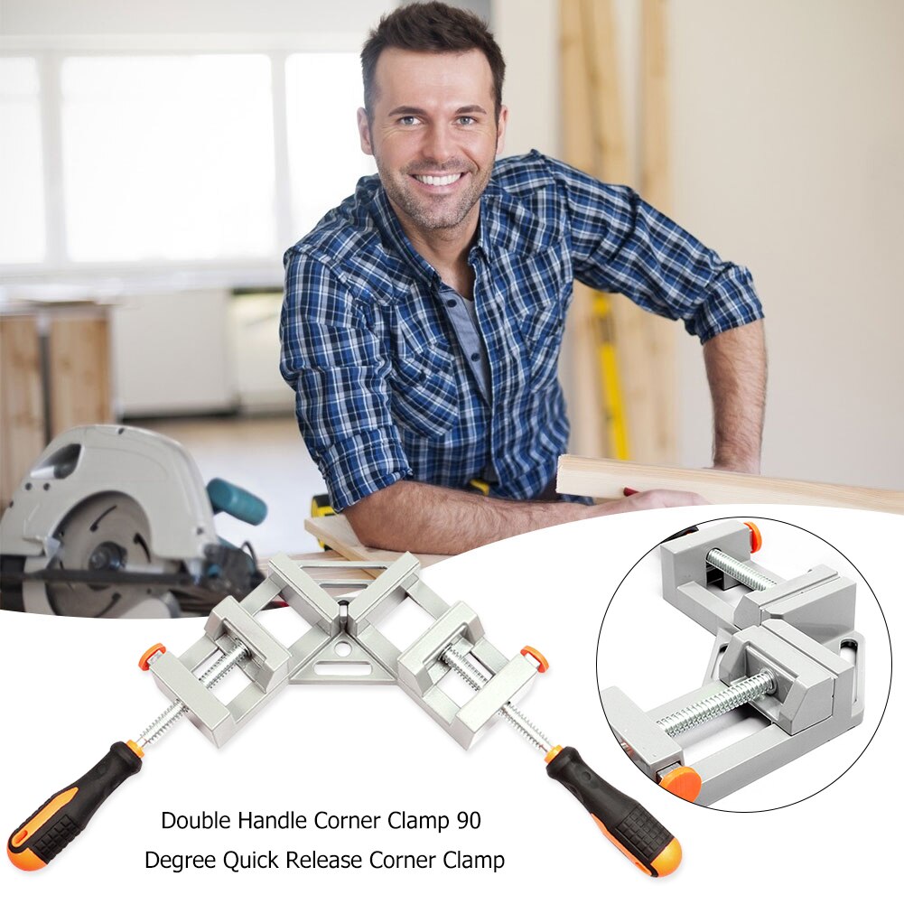 90 Degree Corner Clamp Right Angle Clip Double Handle Clamps for Woodworking Framing Photo Quick Release Corner Clamping Tools