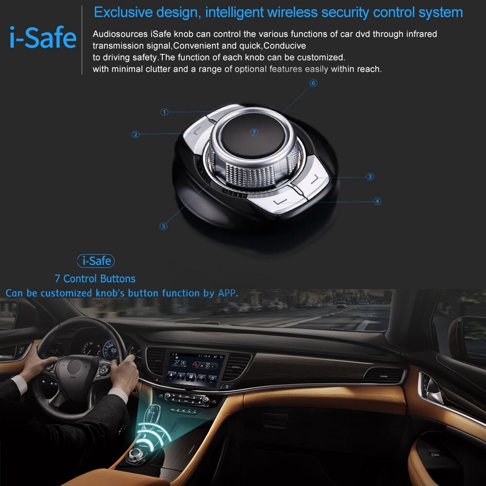 Universal Car Stereo Radio GPS Navigation Control Button Multimedia Knob Controller Wireless DVD Bluetooth Radio Switch