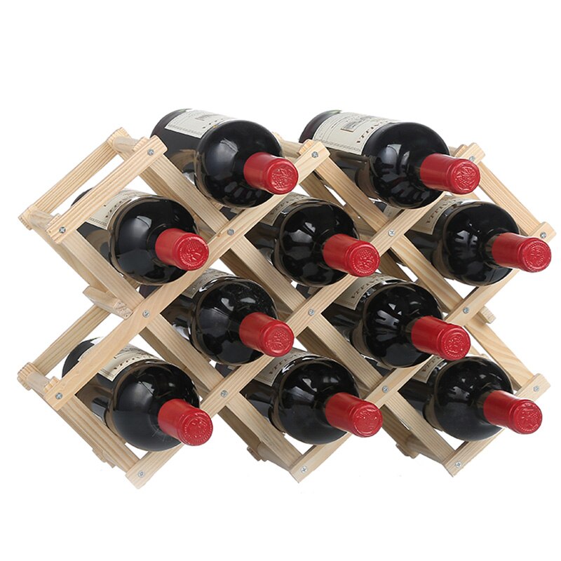 Rødvinsflaskeholder i træ bar display hylde praktisk sammenfoldelig vinreol hjemmebord dekoration arrangør bar forsyninger