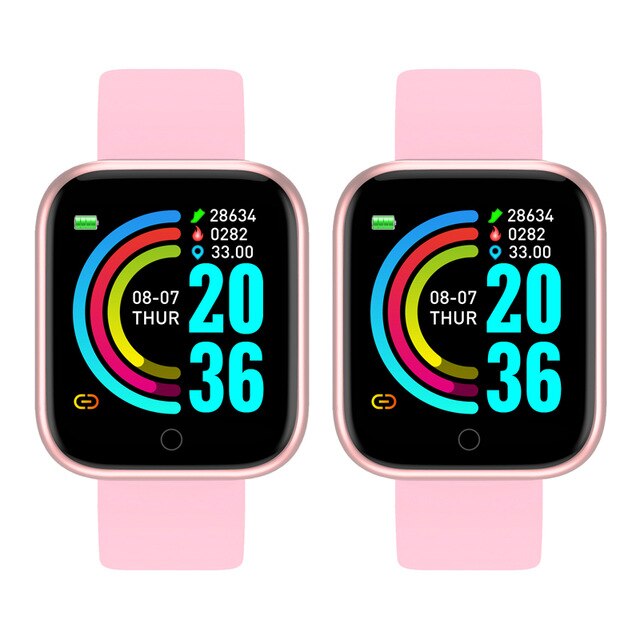 Bluetooth Smart Uhr Männer Frauen Sport Wasserdichte Smartwatch Fitness Herzfrequenz Blutdruck Monitor Armband: 2Pcs Pink PInk