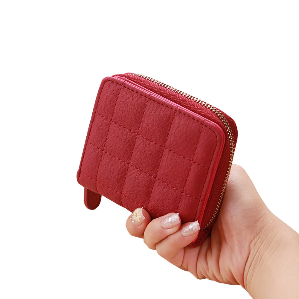 Women Ladies Wallet Leather Zip Coin Women Ladies Wallet Leather Zip Coin Purse Casual Handbag Small Mini Card Holder: Red