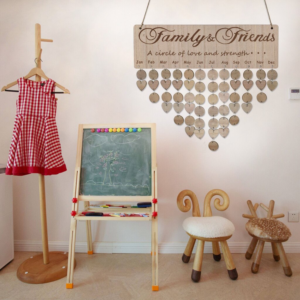 Family Birthday Card Plaque Diy Hanging Wooden Birthday Reminder Calendar Printing Wooden Calendar Hanging Decoration #35: C