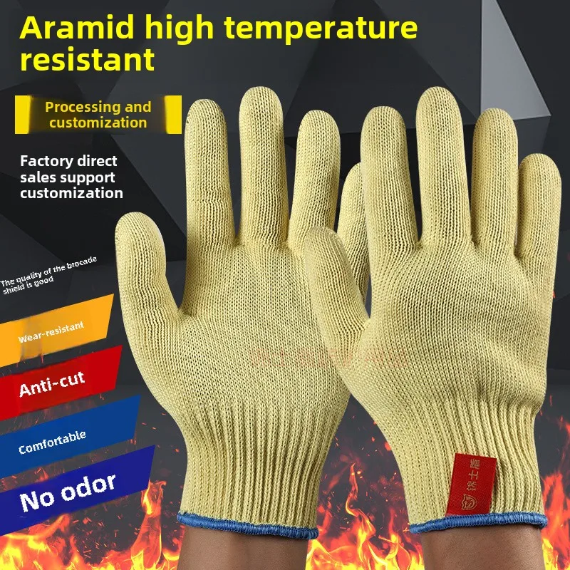 Aramid Glove High Temperature Resistant 300 To 500degree, Anti-cutting, Wear-resistant, Non-slip Wrist Guard Kevlar Fiber Gloves