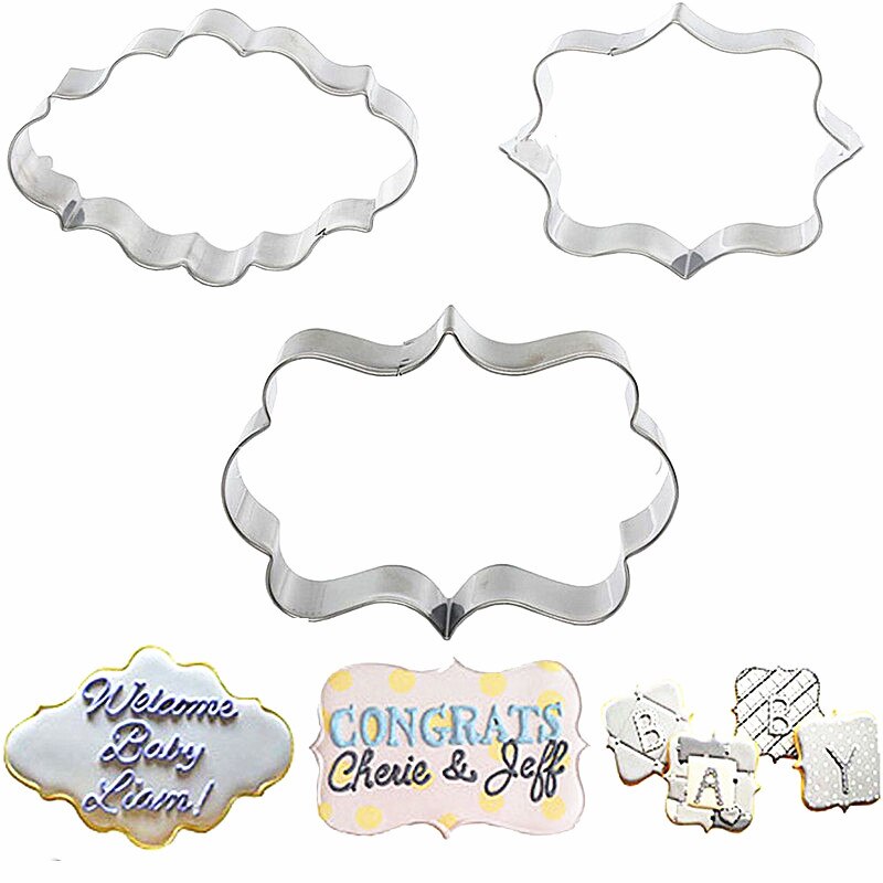 3 Stks/set Fondant Mold Rvs Cakevorm Decorating Gereedschap Cookies Pastry Gereedschap Frame Cutter Keuken Bakken Accessoires