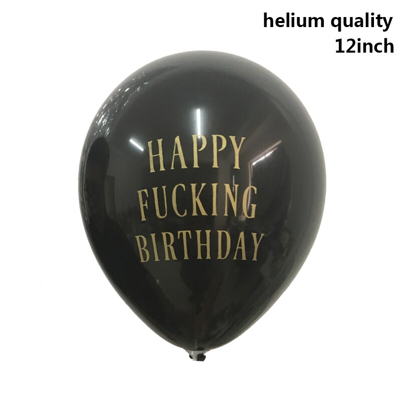 12 unids/lote globos de feliz cumpleaños letras impresas globo abusivo grosero globo decoraciones de de cumpleaños: black