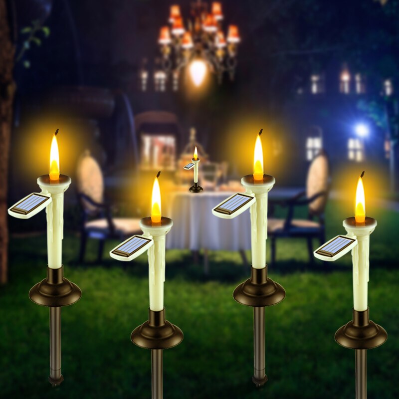 Velas solares para ventana con candelabros, luz LED impermeable, recargable, para exteriores, jardín, césped, decoración interior del hogar