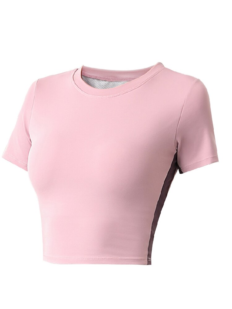 Kurze, feuchtigkeitsableitende sport-t-shirts für damen, kurzärmelige yoga-tops für damen, sommer-sporttops für damen, laufbekleidung für damen