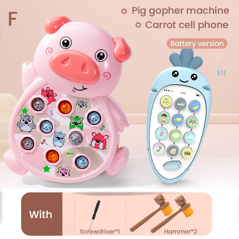 Juego eléctrico de hámster para niños, máquina de juegos para niños, interacción entre padres e hijos, juego de percusión de escritorio para educación temprana para bebés de 1 a 3 años: F