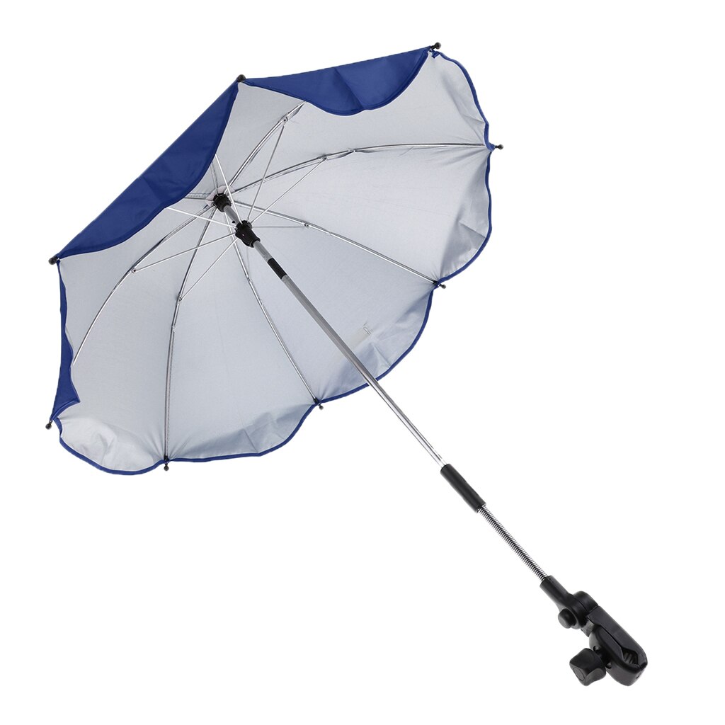 Sommer parasol paraply uv beskyttelse strand ly udendørs letvægts parasol med sandanker til kyst: Kongeblå