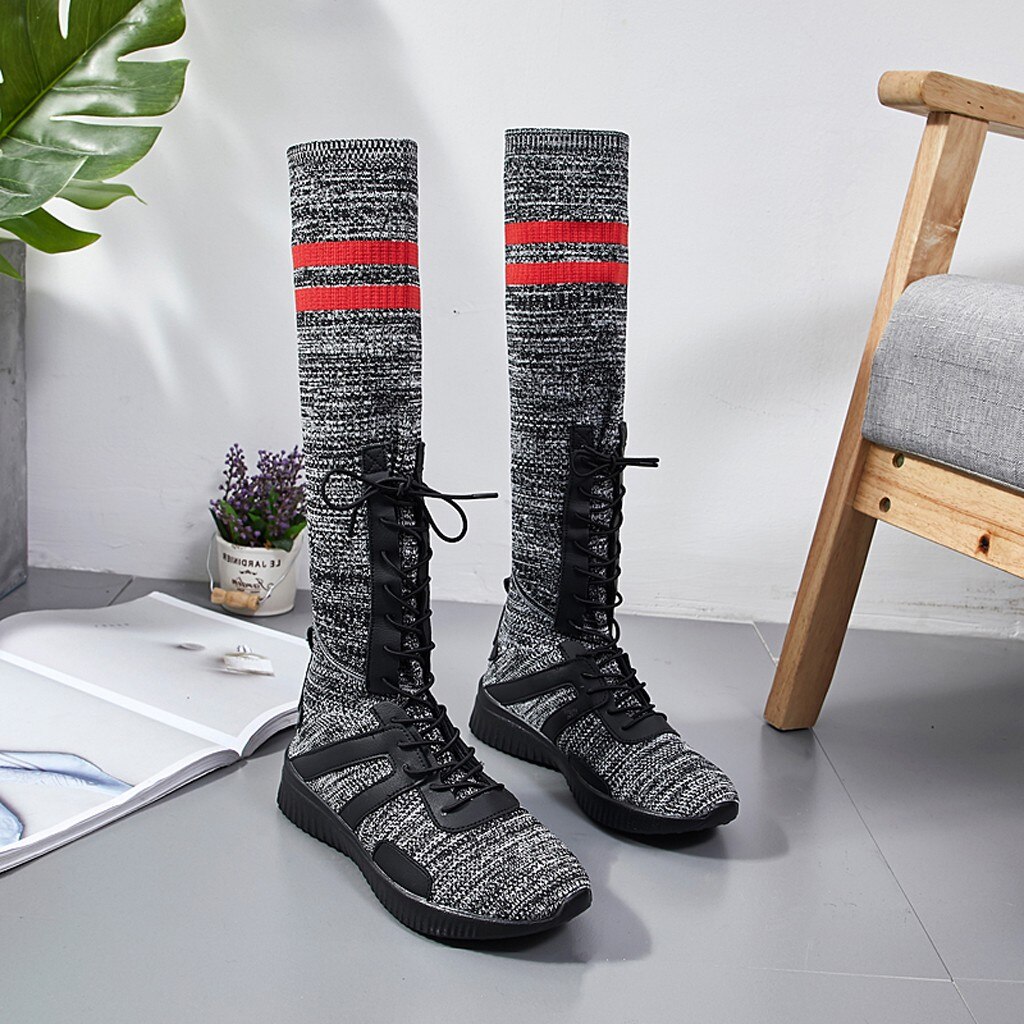 Sagace Womens Stretch Sokken Laarzen Zwart Kruis Riem Platform Laarzen Vrouwen Sneakers Herfst Laarzen Vrouwen