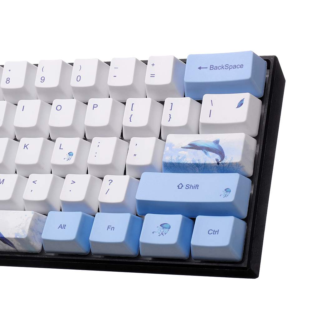 Whale Theme Keycap Set PBT Sublimation OEM Profile Keycap for GK61 GK64 Mechanical Gaming Keyboard for PC Laptop