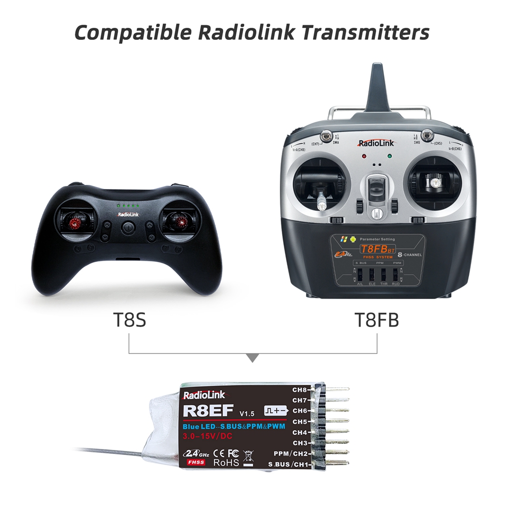 RadioLink RC Receiver R8FGH R8FG R8EF R8FM R8SM R8XM R7FG R6FG R6F R4FGM 2.4G Receiver