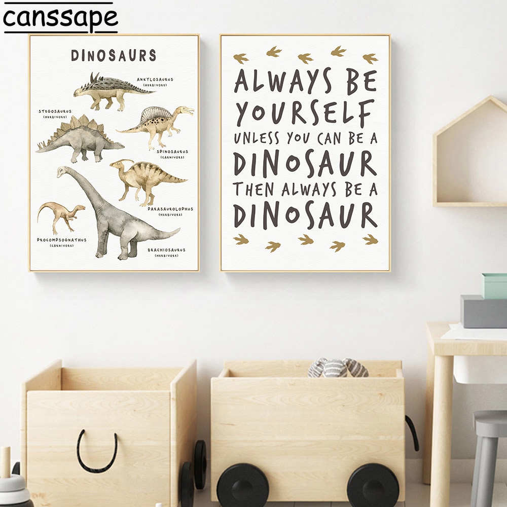 Poikahuone seinä taideprintti dinosaurus kankaalle maalaus modulaarinen print leikkihuone julistekaavio koulutuskuva lastenhuone lastenhuoneen sisustus