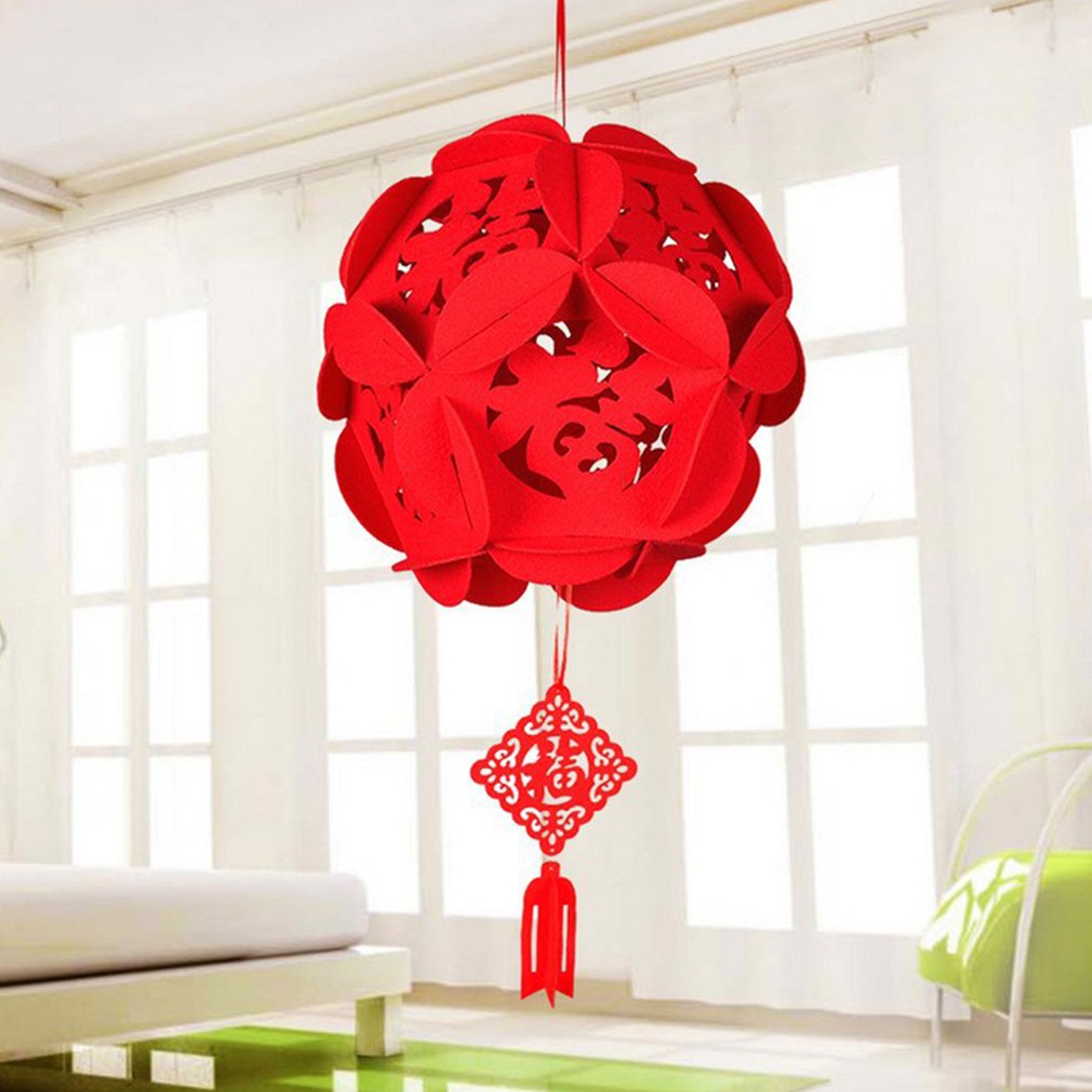 Leuchtend roter blumenkugel-anhänger, hohler chinesischer anhänger, dekoration für das chinesische neujahr, schaufensterdekoration, heimdekoration