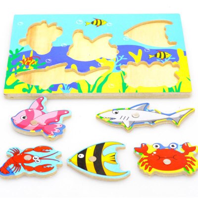 Huilong Komen Kinderen Educatief Magnetische Vissen Game Baby Ouder-kind Interactie Hout Puzzel Speelgoed Magnetische Vissen