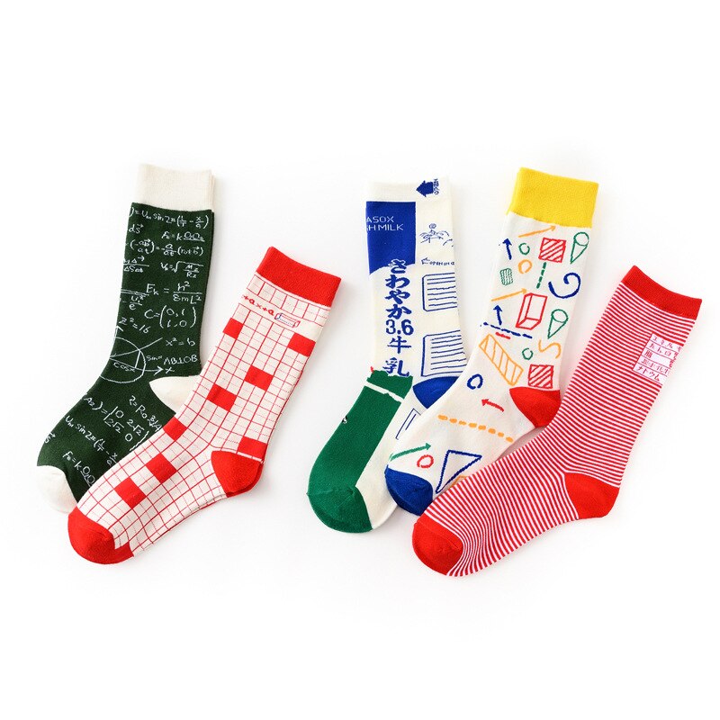 seltsame Mathematik aufbringen Männer Baumwolle glücklich Socken Rechner Harajuku Neuheit Lustige Schwarz verrotten Männlichen Socken