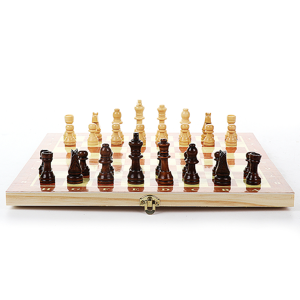 Portable Wooden International Folding Board Chess Pieces Set Staunton Style Chessmen Collection Portable Board Game For Family