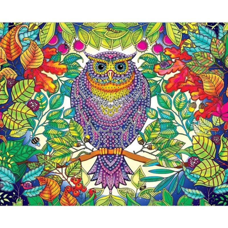 5D DIY especial en forma de pintura de diamante de pavo real búho botánica Kit de costura de punto de cruz resistencia a la oxidación arte de la pared 30X25cm