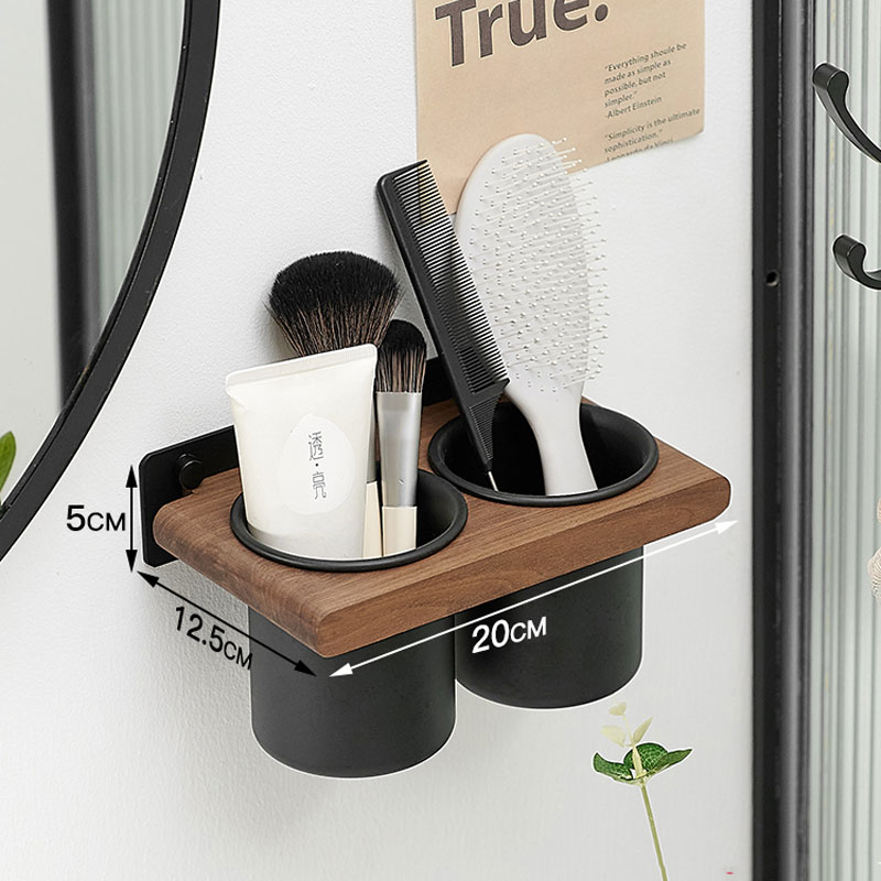 Bathroom Wall Mount Hair Dryer Holder Hair Care & Styling Tool Organizer, Farmhouse Wooden Beauty Hair Appliance Holder: Burgundy