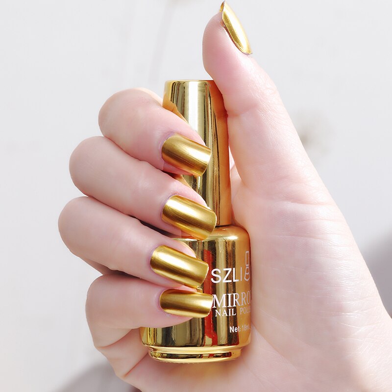 12ColorFashion Spiegel Nagellack Silber Lila Rose Gold Farbe 6ML Langlebige Nagellack Mädchen Nette Nagel dekoration ToolTSLM2: 01