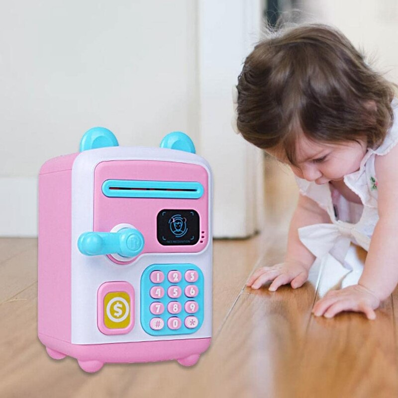 Alcancía electrónica automática para niños, alcancía con reconocimiento facial simulado, contraseña, ATM, caja de seguridad, juguetes,