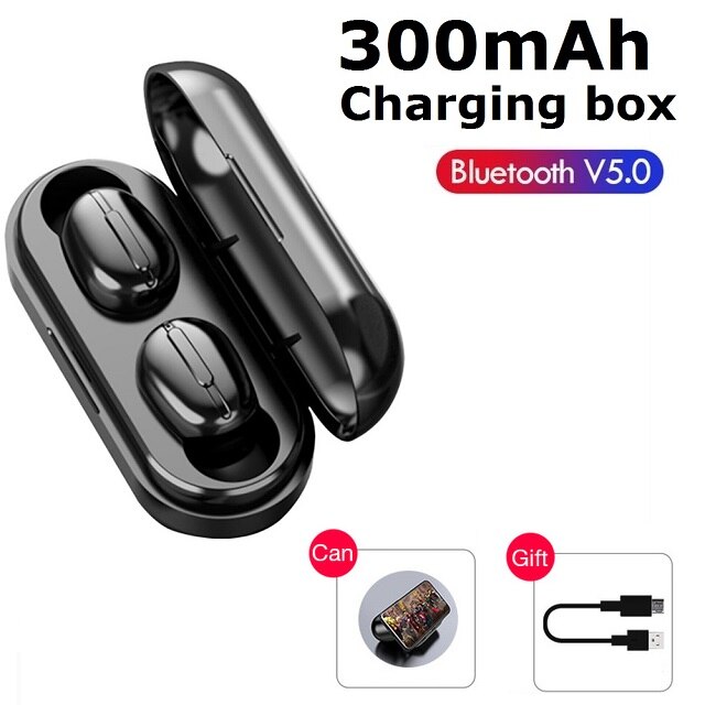 Écouteur sans fil Bluetooth V5.0 TWS sans fil Bluetooth casque LED affichage avec batterie externe 2000mAh casque avec Microphone: B
