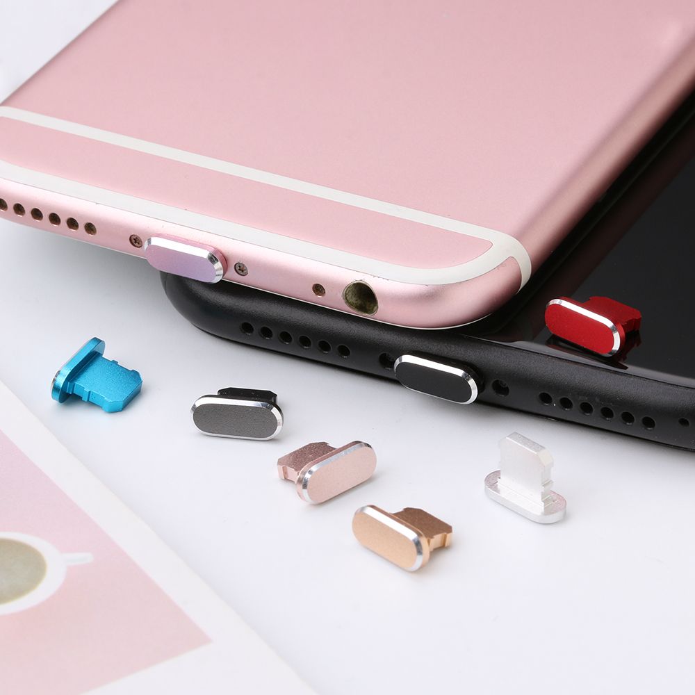 For iPhone 11 Pro Max X XR Max 8 7 6S Plus Universal Aluminium Alloy Anti Dust Plug Charger Dock Metal Stopper Charging Port Cap