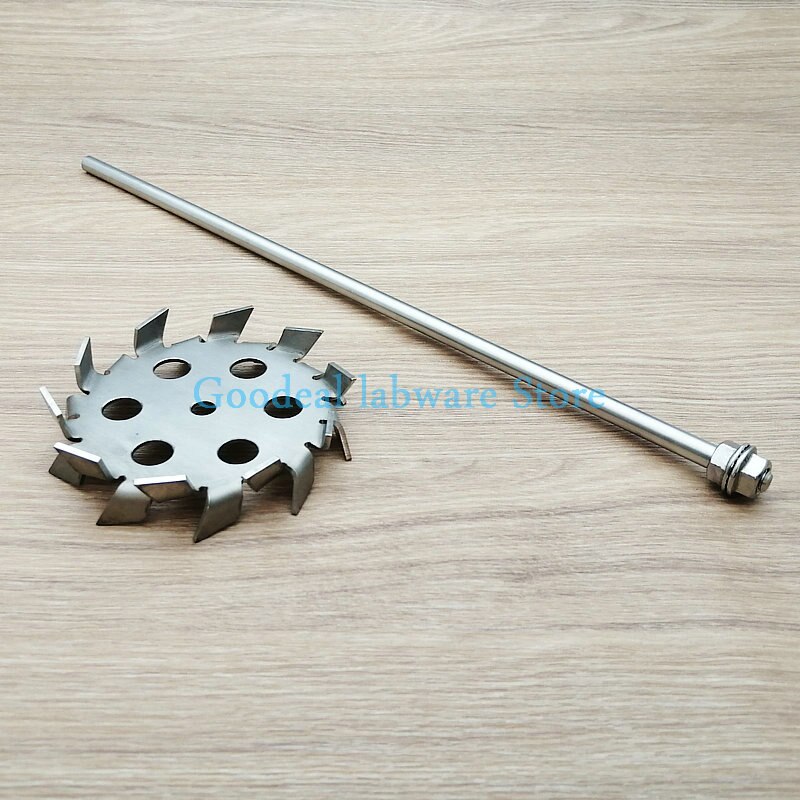 1pcs DIA 50mm to 180mm Stainless Steel Saw Tooth Type Dispersion Stirring Disk with Diversion Hole, Lab Stirrer Rod with Nut