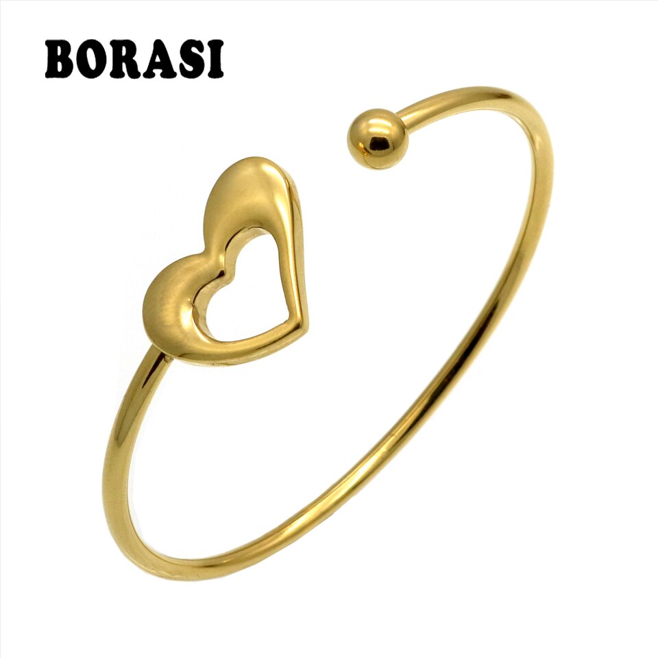 Klassieke Mode Hart-vormige Open Armband Voor Vrouwen Straat Smaak Geometrie Liefde Goud-kleur Armbanden en Armbanden Sieraden bijoux