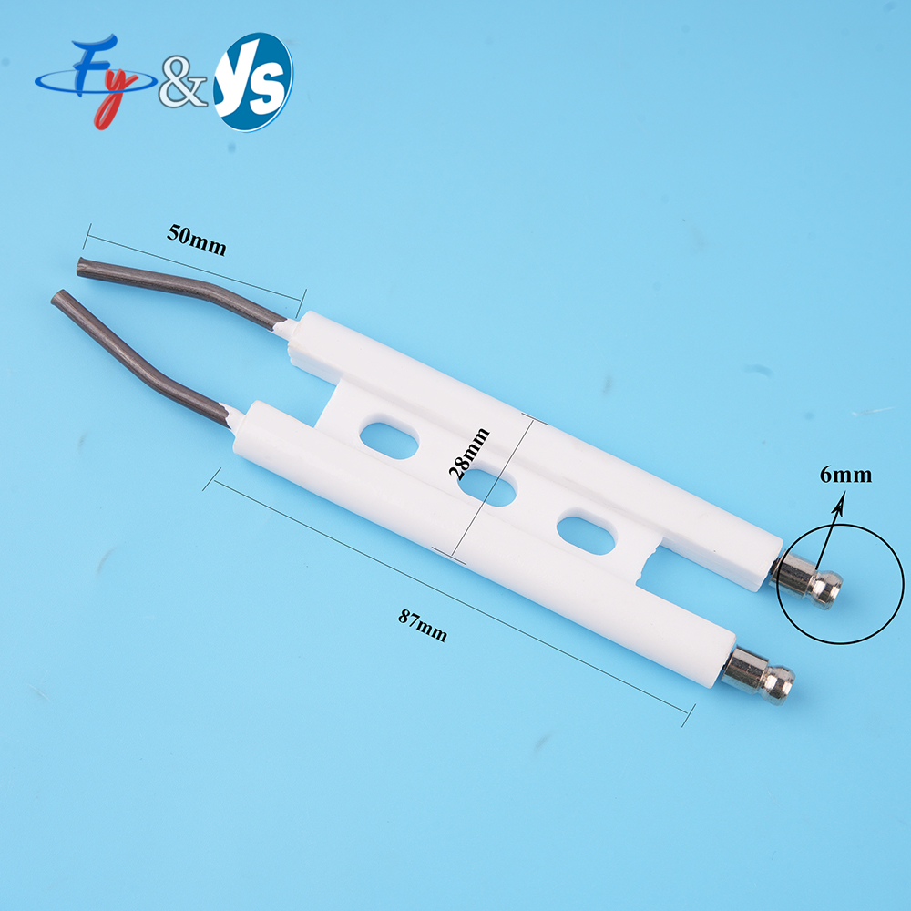 Universal H Type Ignition Electrodes For Oil Burner BT10 Ceramic Electrode Ignition Double Pin Siamese Ignition Pin Three Holes: Burgundy