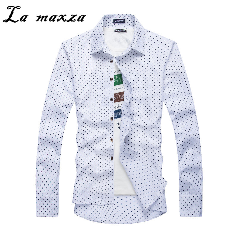 Causal Mens Polka Dot Print Shirt Long Sleeves Spring Shirts Shirt