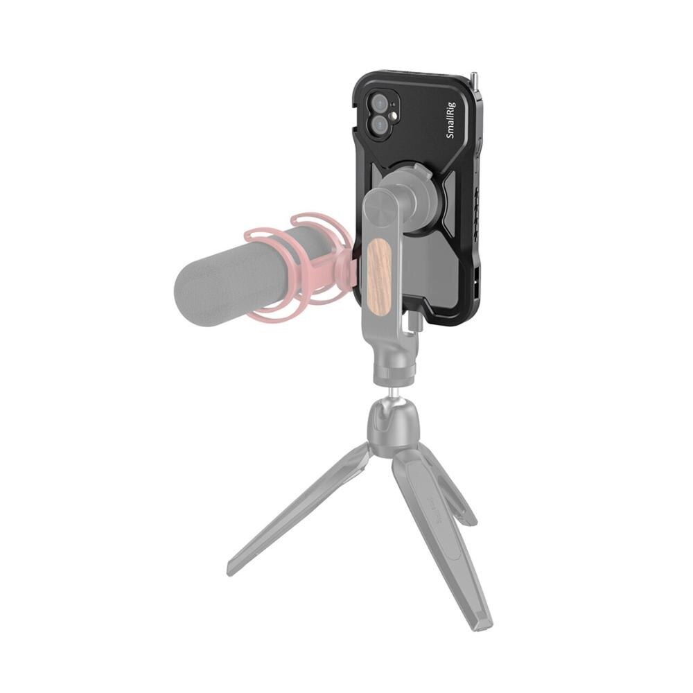 Petite Cage Mobile Pro pour iPhone 11 (noir) Cage de surveillance de téléphone avec chaussures froides Kit de stabilisateur de Cage vidéo Support Rig-2455