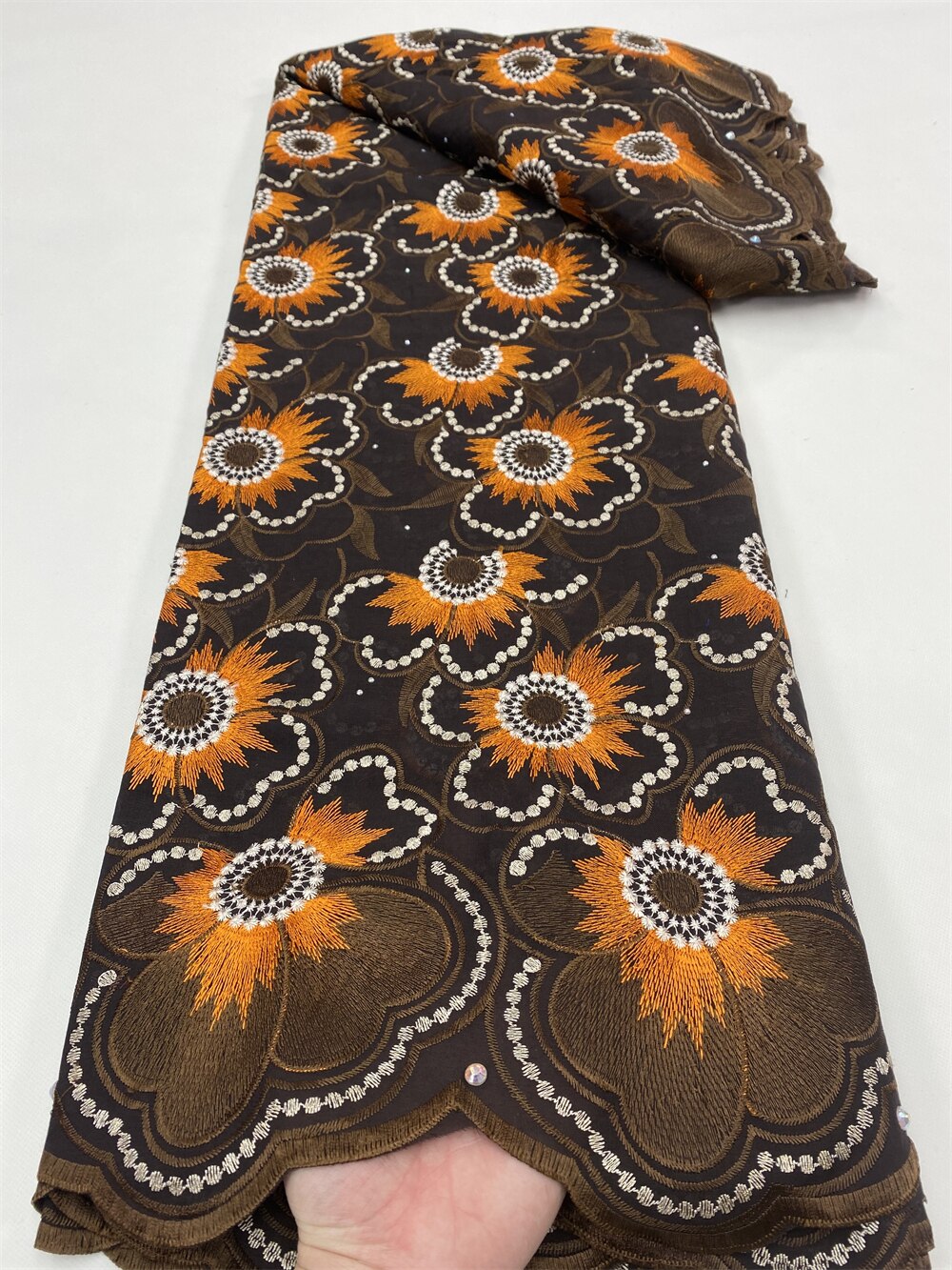 PGC afrykańska bawełna koronki tkaniny 2022 nowy koronka wysokiej jakości francuska nigeryjska koronki tkaniny z kamieniami na wesele 5 metrów YA4849B-1: 2african lace tkanina