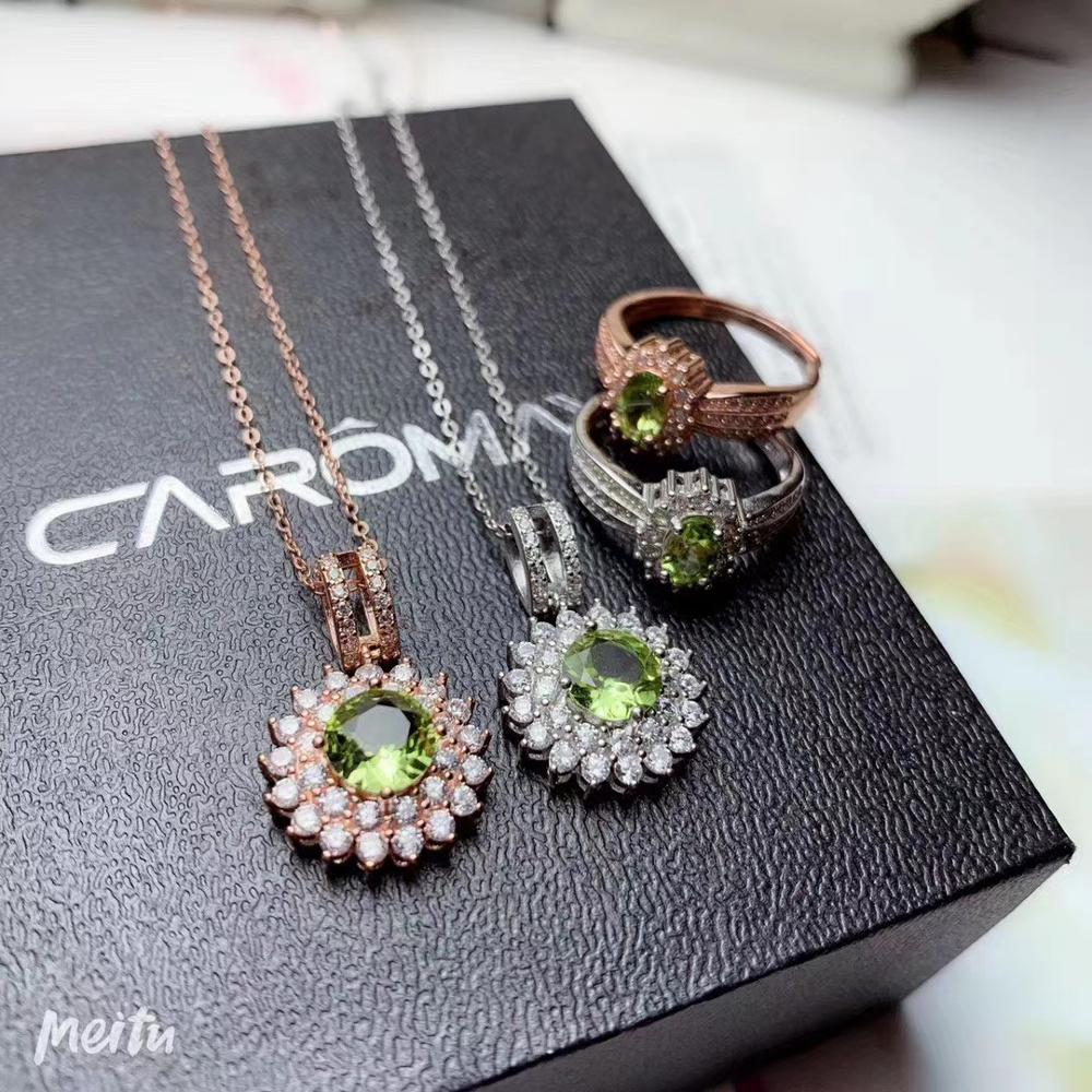 KJJEAXCMY Gioielleria Raffinata 925 sterlina argento intarsiato peridoto naturale Femminile anello del pendente di lusso impostato supporto di Rilevamento