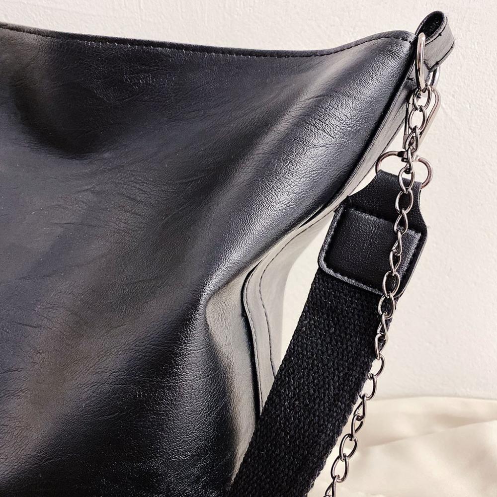 Klassiek Zwart Zacht Leer Chain Crossbody Tas Voor Vrouwen Eenvoudige Brand Schoudertas Effen Kleur Handtas #20