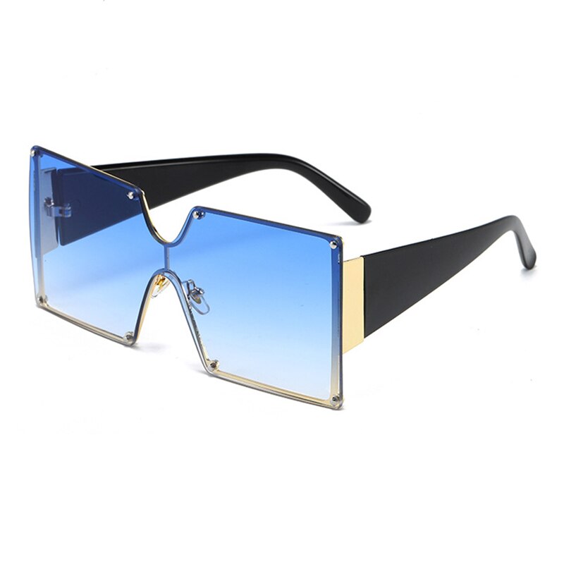 Maxjuli overdimensionerede solbriller metalstel firkantet luksusmærke kvinder spejl solbriller mænd uv store stel nuancer  cs8006: C4 blå