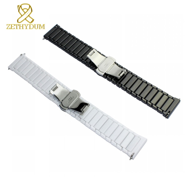 Ceramic watch strap 16mm bracelet watchband 20mm 22mm quick release bar wristwatches band 18mm white black watch belt not fade