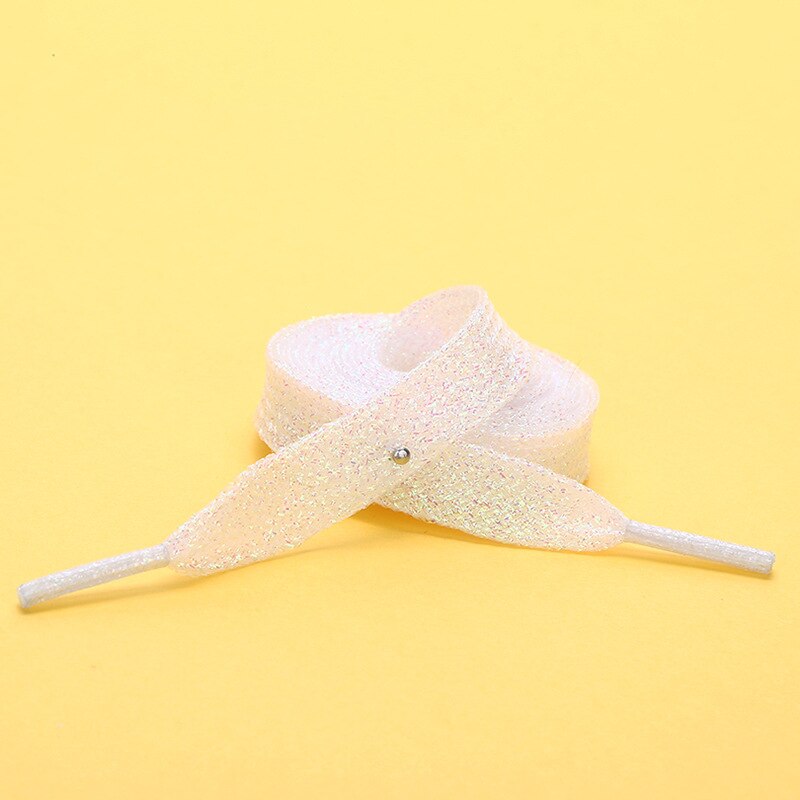 Sneakers glitter guld silke snørebånd talje reb tøj tilbehør farve flade snørebånd voksne børns snørebånd: 1