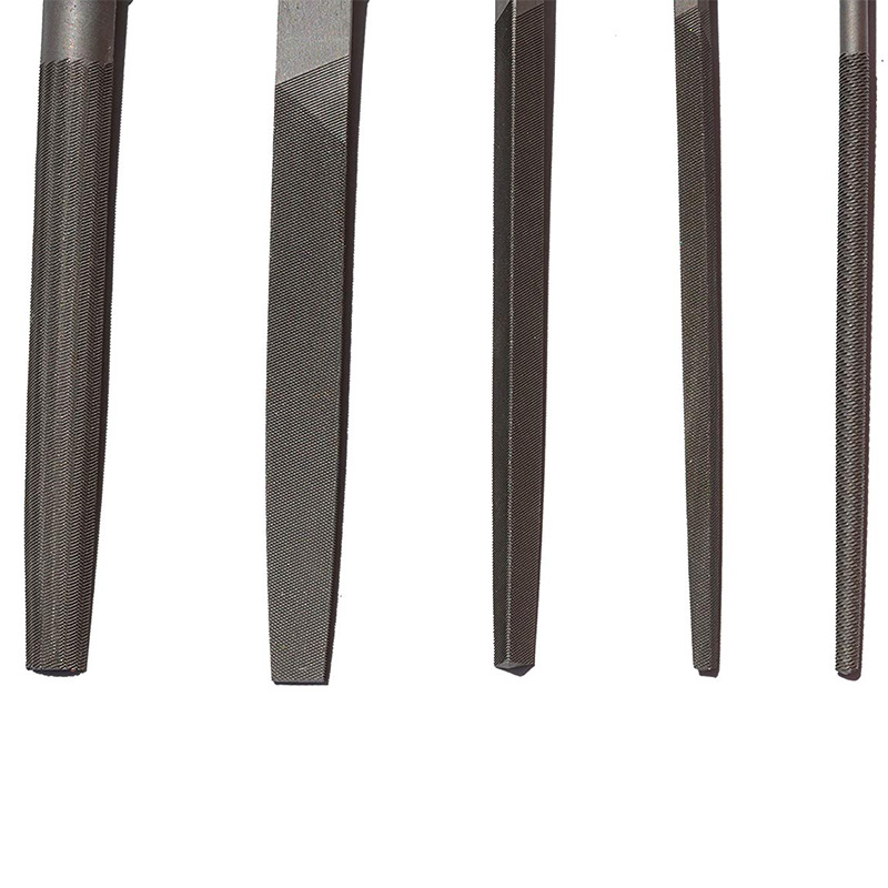 Juego de limas de acero rico en carbono con asas de madera, Lima raspadora para madera, Metal, plástico, 5 piezas (Lima de acero)