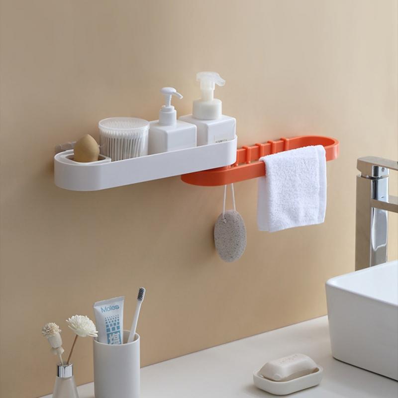 Punch-free Double Layer Rotating Rack Corner Frame Shower Shelf Wrought Shampoo Storage Rack Holder Shelfs Bathroom Kitchen