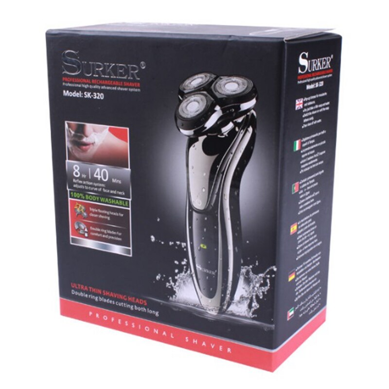 Afeitadora eléctrica en seco y húmedo para hombres, máquina de afeitar eléctrica rotativa, recargable, para la barba y el vello facial