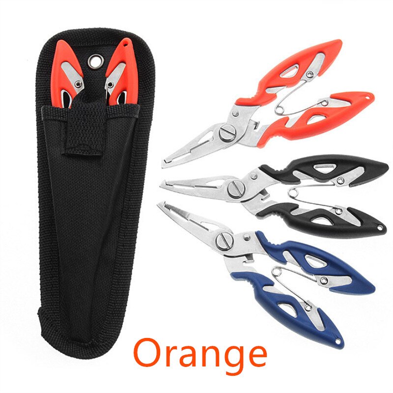 Fishing Plier+Oxford bag Scissor Braid Line Lure Cutter Hook Remover Tackle Tool Cutting Fish Use Tongs Scissors Fishing Pliers: Orange