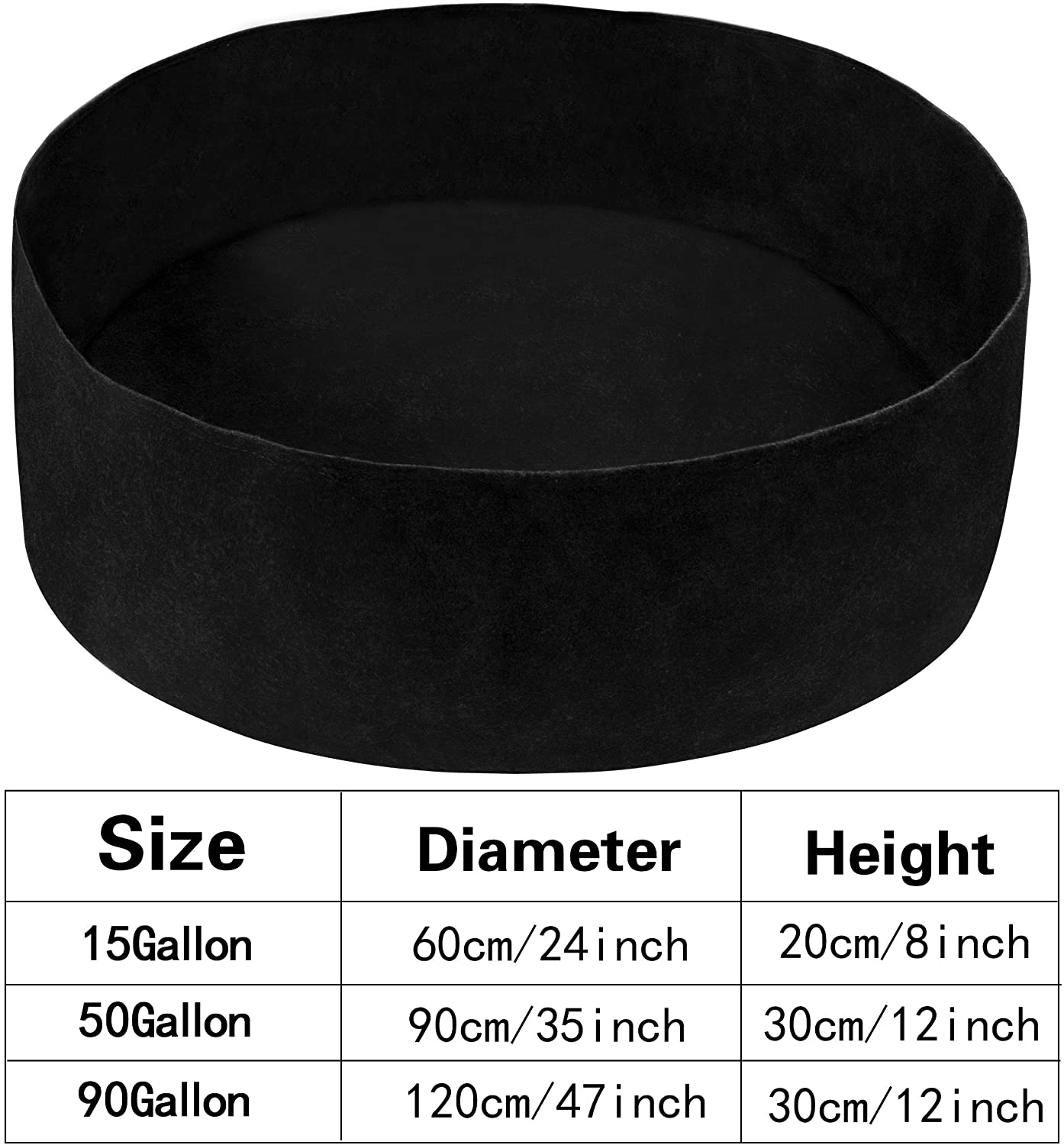 Round Garden Grow Bag Pots Bed,Planting Box Breathable Container at Outdoor Indoor for Herb Flower Vegetable.Black 50 Gallon