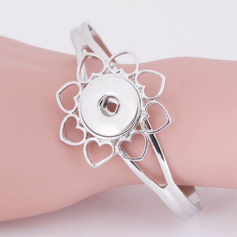 Xh6455 kærlighedsblomst kvinder charme armbånd ingefær 18mm trykknapper smykker armbånd & armbånd