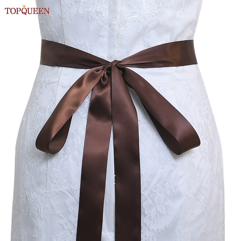 TOPQUEEN S419-G Jahrgang Blumen- Hochzeit Gürtel Smaragd Mutterschaft Schärpe Strass Blume Hüftgürtel Für Braut Kleid Kleid Applikationen: Braun Schleife
