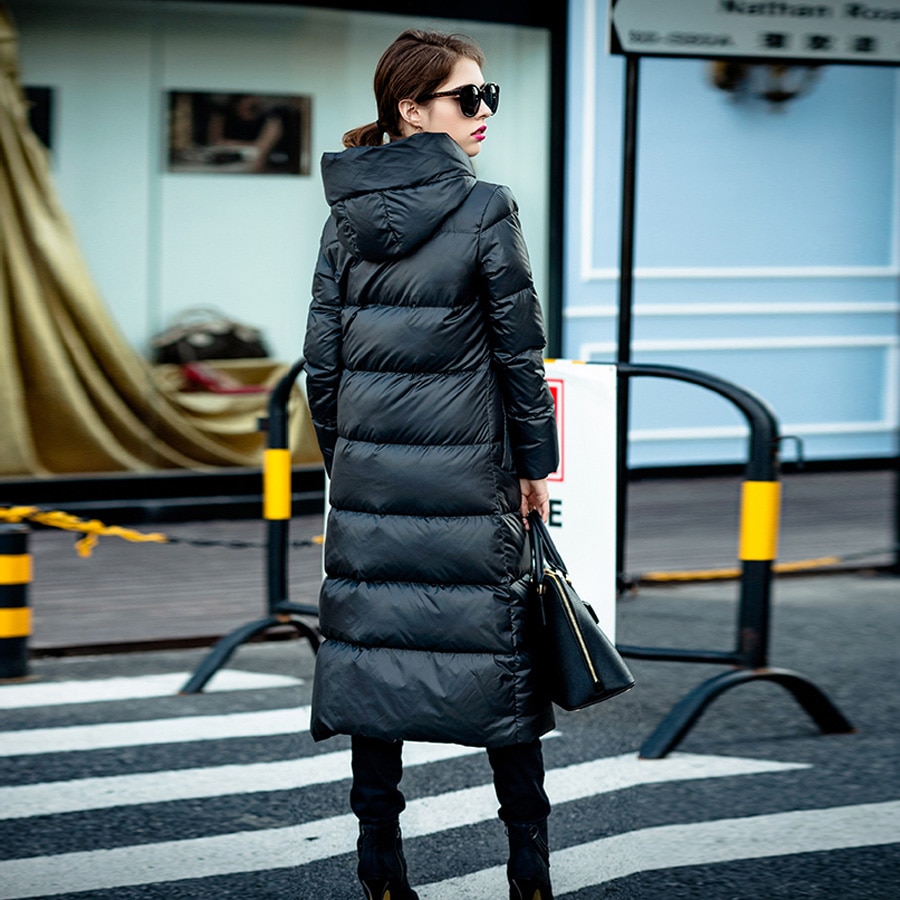 Winterjas dames lang dons parka jas losse dikke warme capuchon eendendonsjas dames casual plus size overjas
