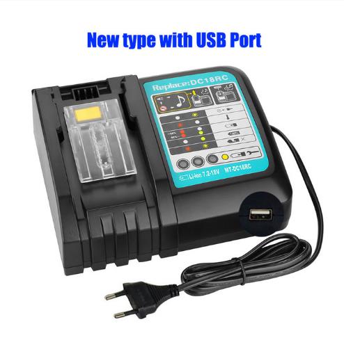 Original 18 v 18ah batteri 18000 mah li-ion batteri ersättningsbatteri för makita  bl1880 bl1860 bl1830 batteri +3a laddare: Blå