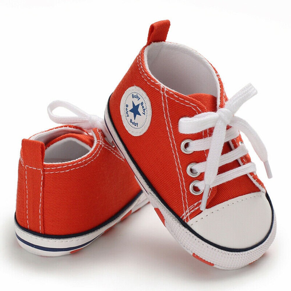 Sapatos de bebê 0-18m bebê recém-nascido infantil meninos meninas sola macia causal sapatos de renda acima: Vermelho / 13-18M